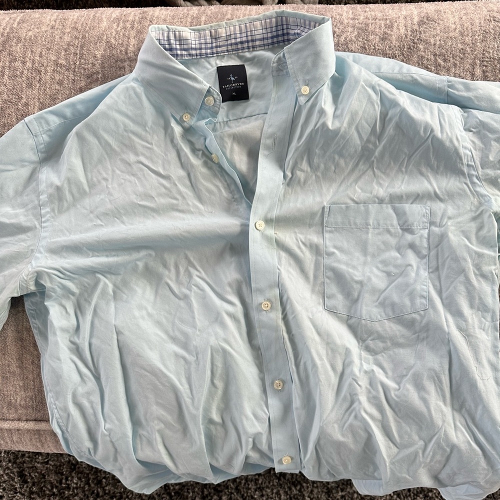 Tailorbyrd Collection Baby Blue Shirt with Plaid Contrast